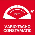 Système électronique à ondes pleines Vario-Tacho-Constamatic (VTC) avec molette de réglage: pour travailler avec des vitesses adaptées aux matériaux et qui restent constantes en charge