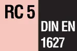 DIN EN 1627-1630 classe antieffrazione: RC5 
Gli elementi offrono una resistenza definita ancha con l'impego di attrezzi elettrici come trapani, seghetti alternativi o gattucci e smerigiatrici angolari