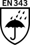 DIN EN 343-4-3-X Vêtements de protection - Protection contre la pluie: Perméabilité à l'eau classe 4, résistance à la vapeur d'eau classe 3, Rain Tower test: X