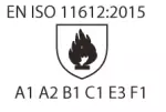 DIN EN ISO 11612 A1-A2-B1-C1-E3-F1 Indumenti di protezione - Indumenti di protezione contro il calore e la fiamma - Requisiti prestazionali minimi