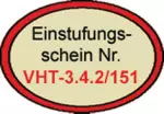 Certificat de classement VHT-3.4.2-151