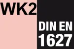 DIN EN 1627-1630 Classe de résistance: WK2 Les éléments de construction empêchent l'effraction avec de simples outils de levier tels que tournevis, pinces ou coins pendant une durée d'au moins trois minutes