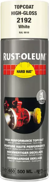 Decklack-Sprays RUST-OLEUM Hard Hat Topcoat 500 ml RAL 9010 Reinweiss