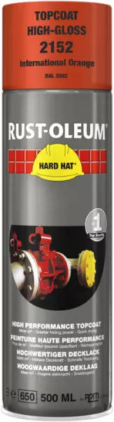 Decklack-Sprays RUST-OLEUM Hard Hat Topcoat 500 ml RAL 2002 Blutorange