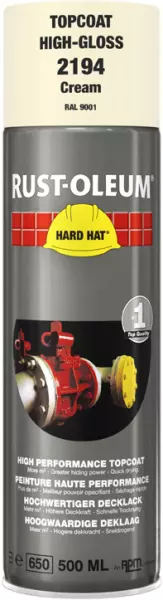 Decklack-Sprays RUST-OLEUM Hard Hat Topcoat 500 ml RAL 9001 Cremeweiss