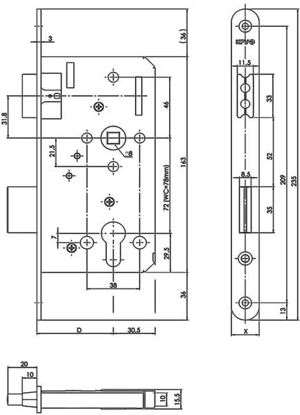 Magnet-Einsteckschlösser KFV 116-200