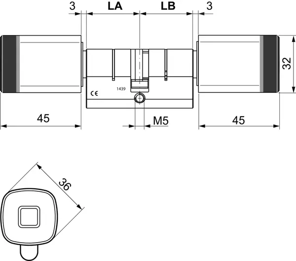 Profil-Doppelzylinder mit Elektronik dormakaba 1439-K6