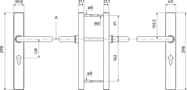 Garnitures de portes dormakaba c-lever pro 2821-K6 étroite
