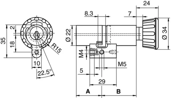 Drehknopfzylinder dormakaba 20 M1519A