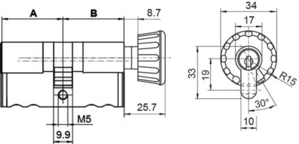 Profil-Drehknopfzylinder dormakaba 20 M1419/EU