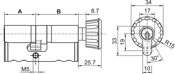 Profil-Drehknopfzylinder dormakaba 20 M1419A/EU