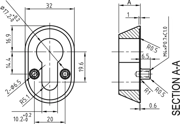 Sicherheitsrosetten D32 oval