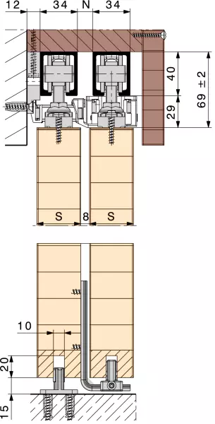 Schiebetürbeschläge HAWA Telescopic 80/2