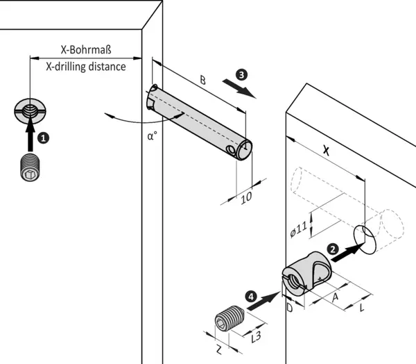 Chevilles pour parois intermédiaires SCHEULENBURG XS