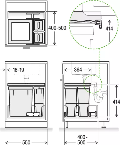 Abfalltrennsysteme MÜLLEX X-LINE X55 L5 Basic Set