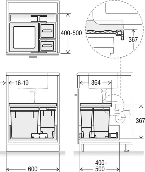 Sistemi per la raccolta differenziata dei rifiuti MÜLLEX X-LINE X60 M5 Basic Set