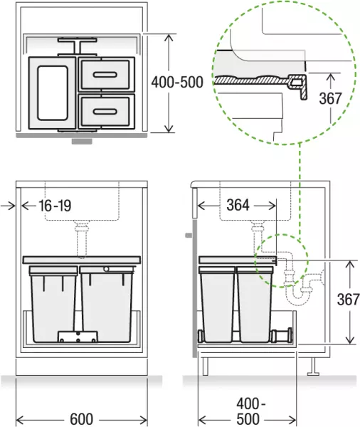 Abfalltrennsysteme MÜLLEX X-LINE X60 M17 Basic Set