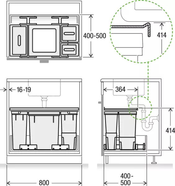 Abfalltrennsysteme MÜLLEX X-LINE X80 L6 Basic Set