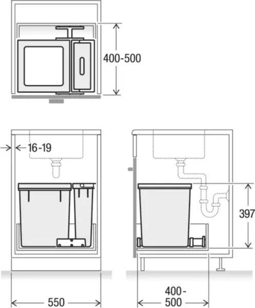 Abfalltrennsysteme MÜLLEX X-LINE X55 L7