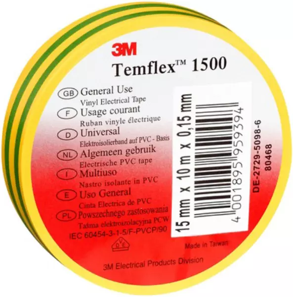 Isolierbänder 3M Temflex 1500 gelb / grün 7000106690