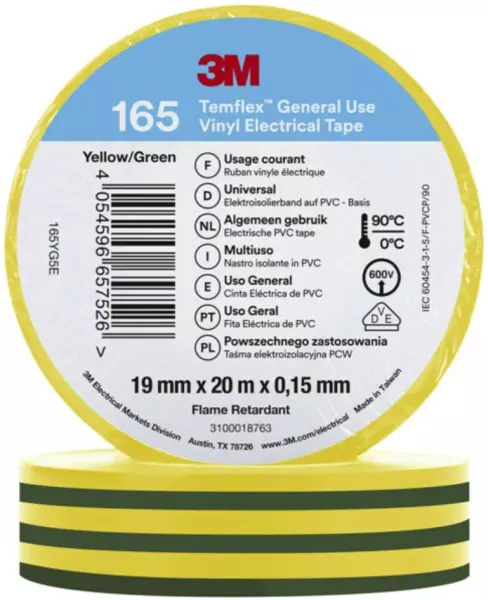 Isolierbänder 3M Temflex 165 gelb / grün
