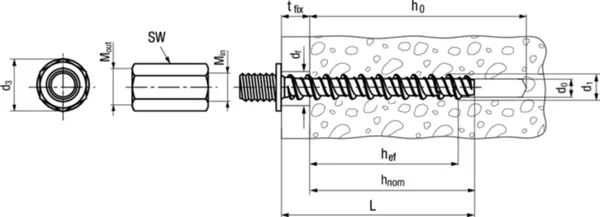 Betonschrauben mit Innengewinde TECFI HXE07