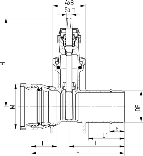 Schieber mit Schraubmuffe + Spitzende, Fig. 5327 vonRoll hydro