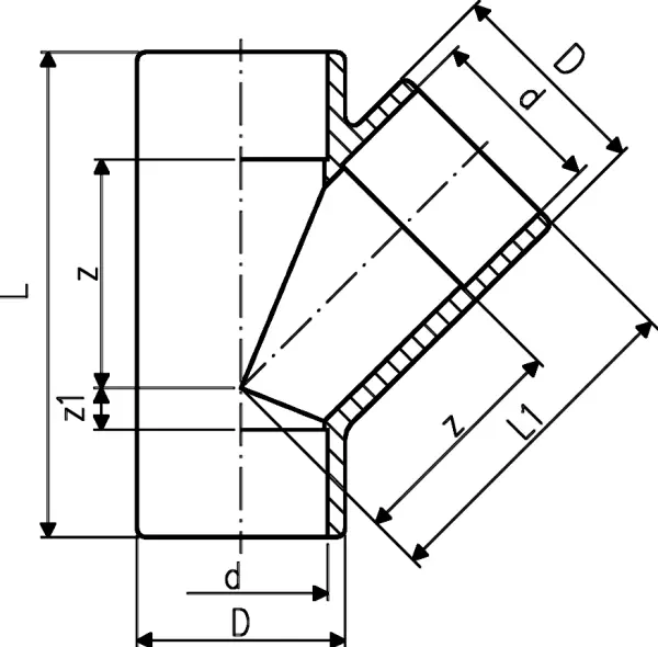 T-Stücke 45° egal metrisch +GF+ PVC-U
