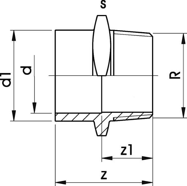 Übergangs-Muffennippel metrisch +GF+ PVC-U