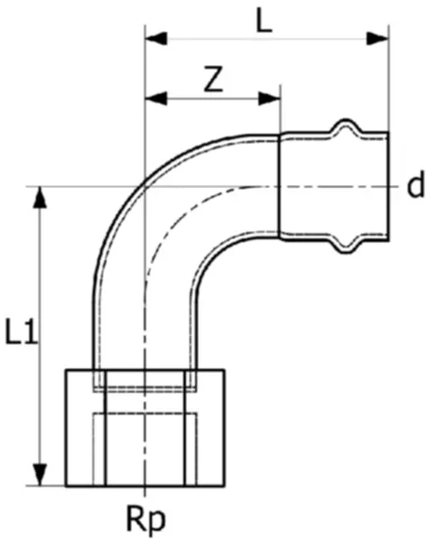 Übergangsbögen 90° mit IG EUROTUBI C-Stahl V-Profil