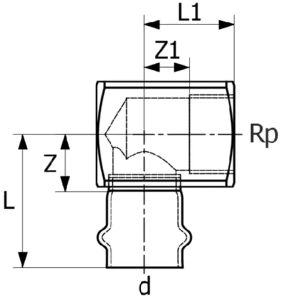 Winkel 90° mit IG EUROTUBI C-Stahl V-Profil