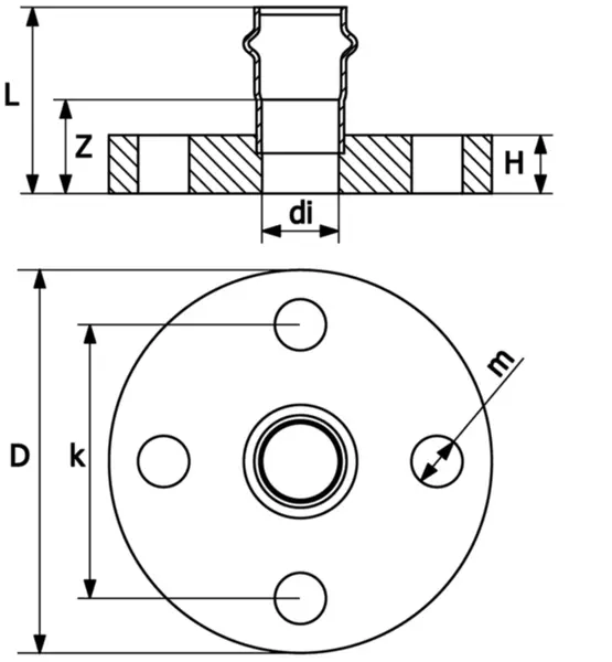 Übergangsflansche PN 10/16 EUROTUBI Inox V-Profil