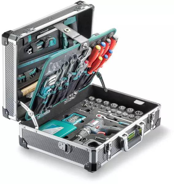 Werkzeugkoffer gefüllt mit Akku TECHNOCRAFT Professional PRO GSR 147