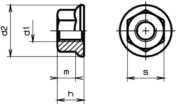 Muttern 6kt mit Flansch FERRONORM