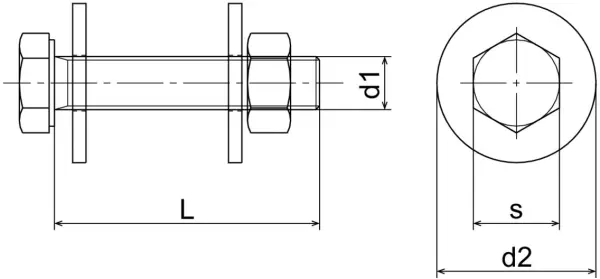 Metallschrauben mit Mutter 