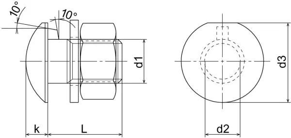 Vis à métaux avec écrou six pans 