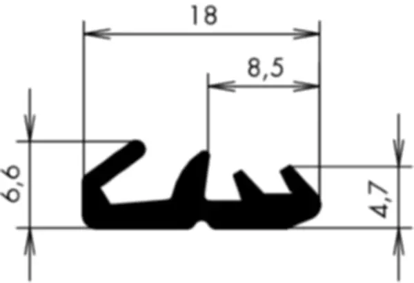 Universal- und Torprofile APSOseal J Aussenmasse 18.00 x 6.60 mm