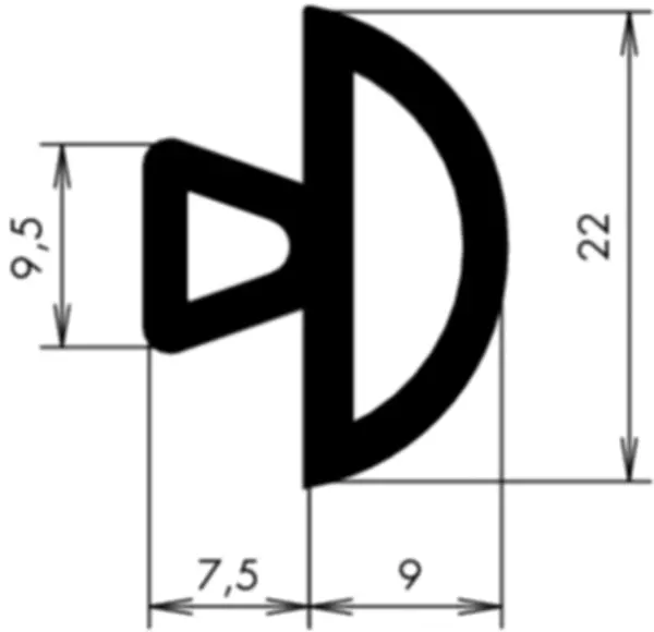 Universal- und Torprofile APSOseal J Aussenmasse 22.00 x 16.50 mm