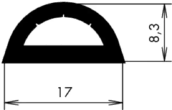 Universal- und Torprofile APSOseal J Aussenmasse 17.00 x 8.30 mm