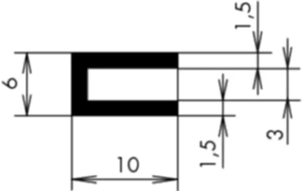 U-Profile eckige Schulter APSOseal EPDM Höhe 6.00 mm Dicke 1.50 mm