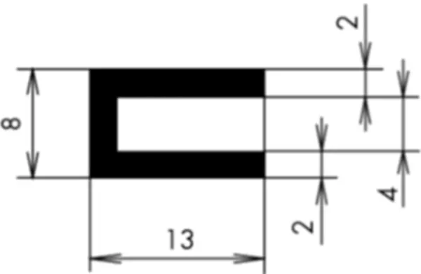 U-Profile eckige Schulter APSOseal EPDM Höhe 8.00 mm Dicke 2.00 mm