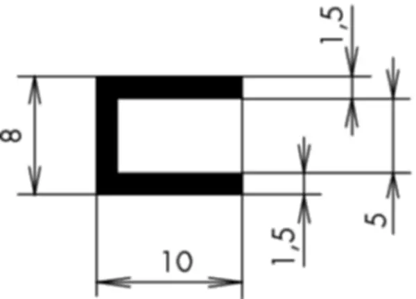 U-Profile eckige Schulter APSOseal EPDM Höhe 8.00 mm Dicke 1.50 mm