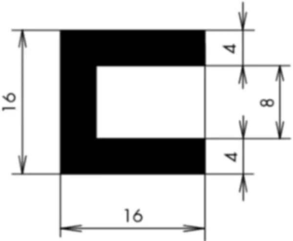 U-Profile eckige Schulter APSOseal EPDM Höhe 16.00 mm Dicke 4.00 mm