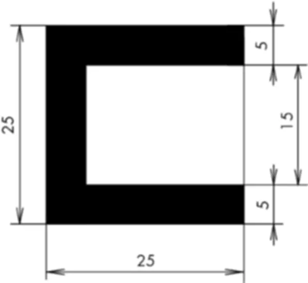 U-Profile eckige Schulter APSOseal EPDM Höhe 25.00 mm Dicke 5.00 mm