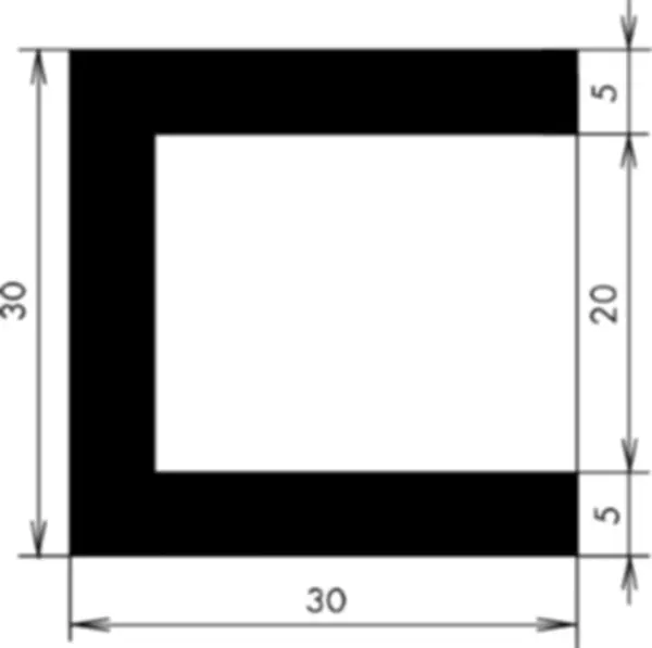 U-Profile eckige Schulter APSOseal EPDM Höhe 30.00 mm Dicke 5.00 mm