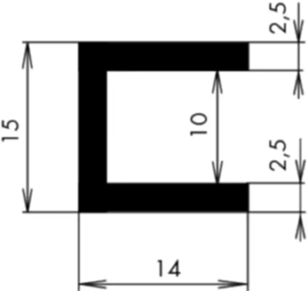 U-Profile eckige Schulter APSOseal EPDM Höhe 15.00 mm Dicke 2.50 mm