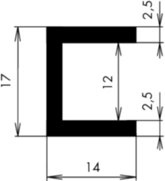 U-Profile eckige Schulter APSOseal EPDM Höhe 14.00 mm Dicke 2.50 mm