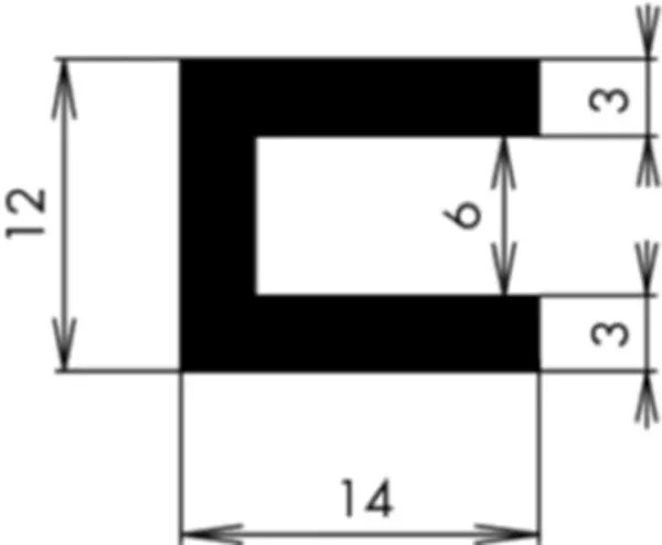 U-Profile eckige Schulter APSOseal EPDM Höhe 12.00 mm Dicke 3.00 mm