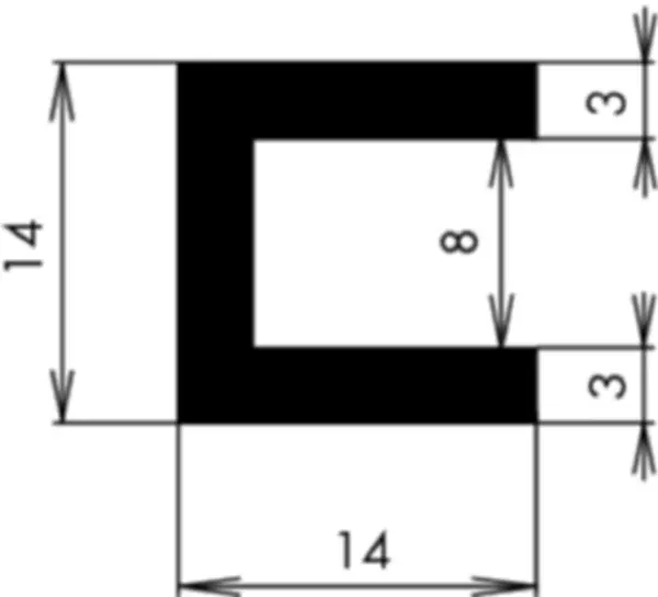 U-Profile eckige Schulter APSOseal EPDM Höhe 14.00 mm Dicke 3.00 mm