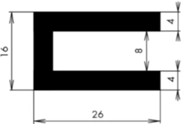 U-Profile eckige Schulter APSOseal EPDM Höhe 16.00 mm Dicke 4.00 mm